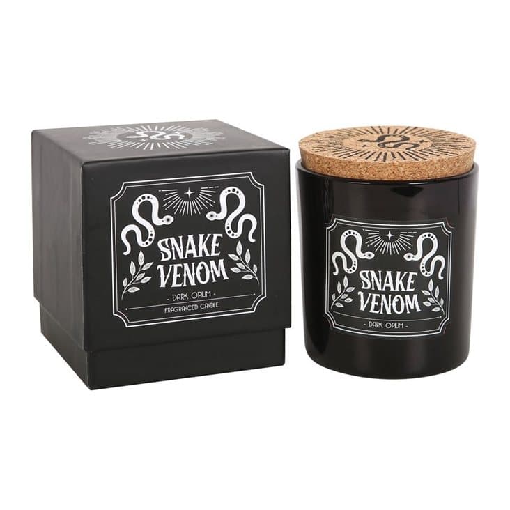 Snake Venom Dark Opium scented glass candle with its matching sliding box