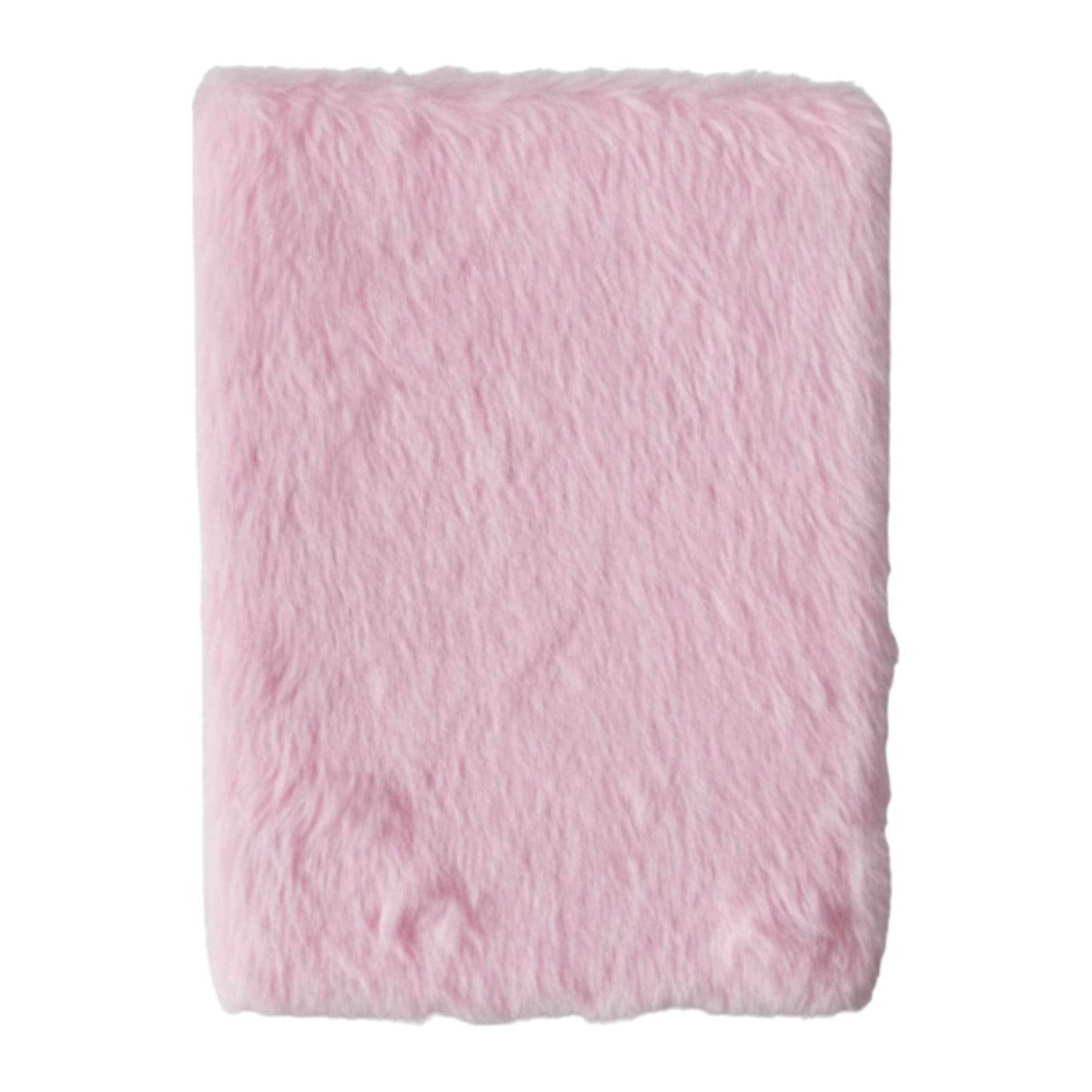 Pastel pink faux-fur dream journal embroidered with before I forget