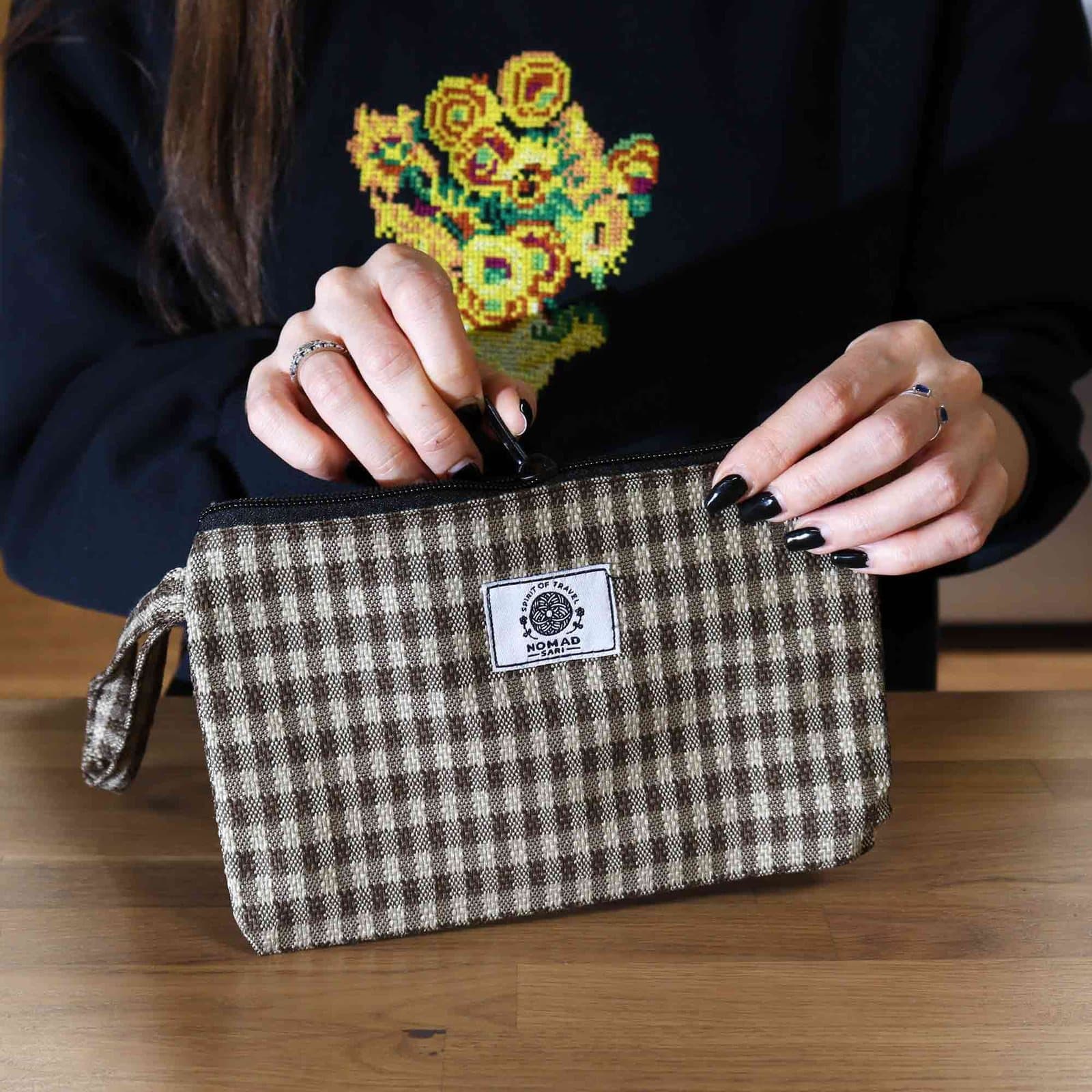 Two soft natural gift pouches in assorted materials