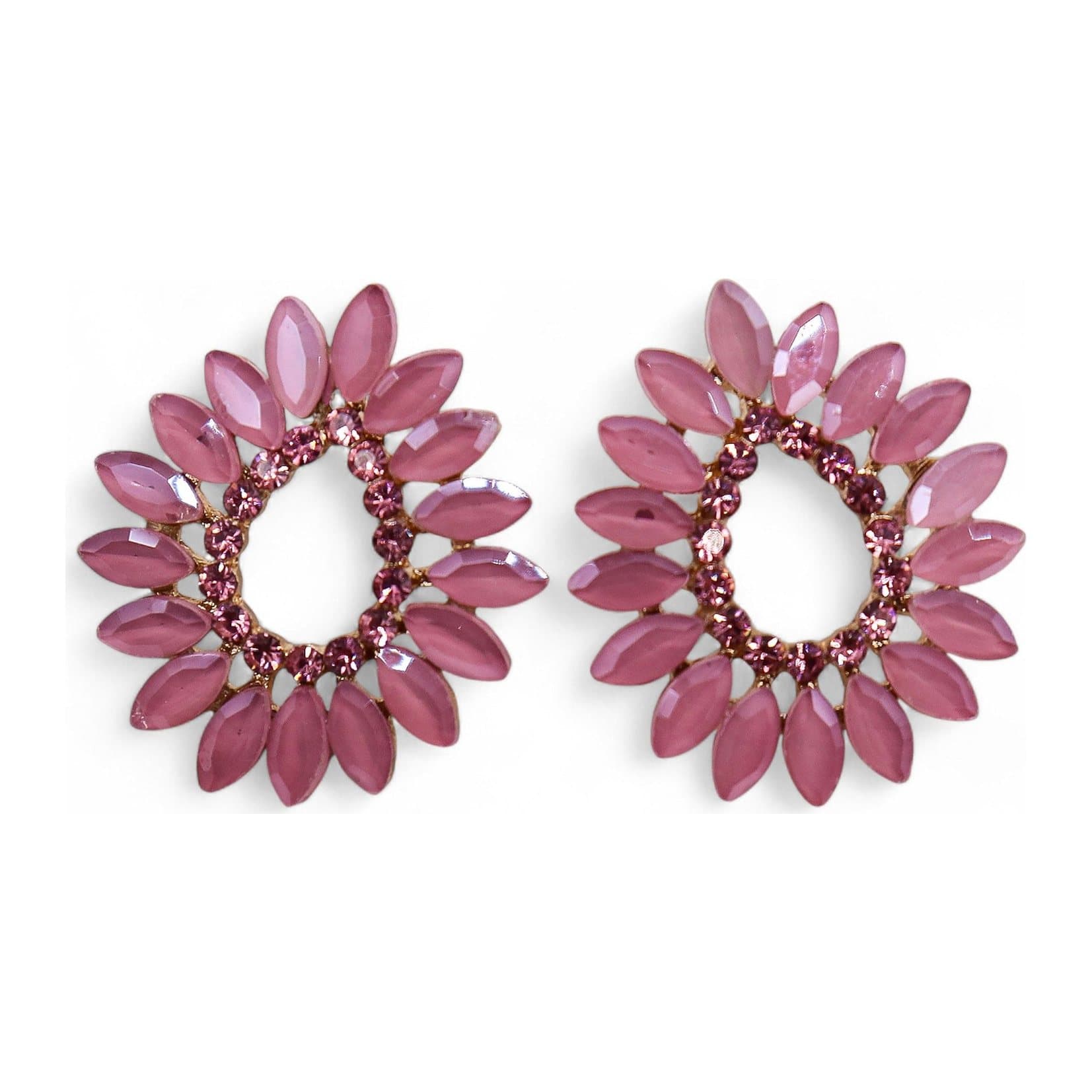 Soft pink vintage glass loop drop earrings with stainless steel
