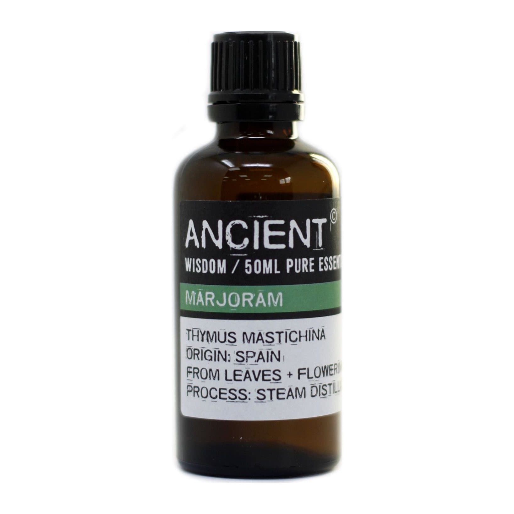 A 50 ml bottle of Spanish wild marjoram essential oil
