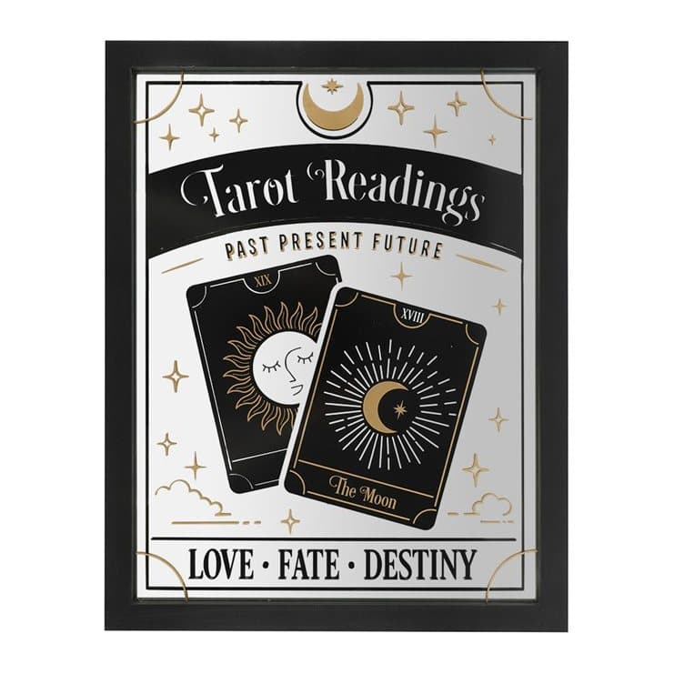 Mirrored tarot wall hanging with gold foil and celestial details