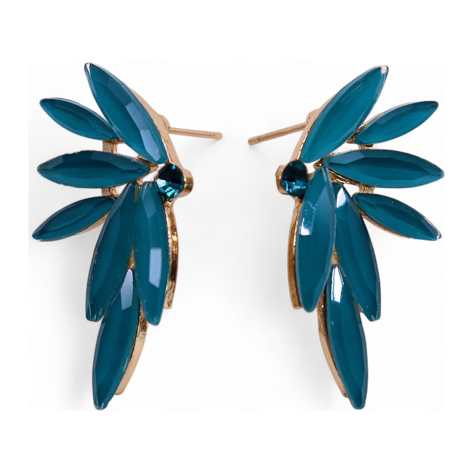 Teal green vintage glass fairy earrings with stainless steel
