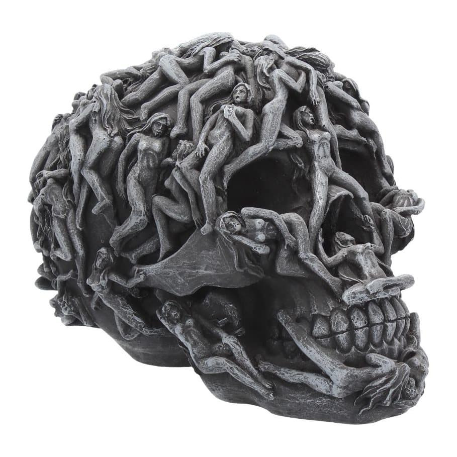 Dark grey resin skull covered in writhing female forms