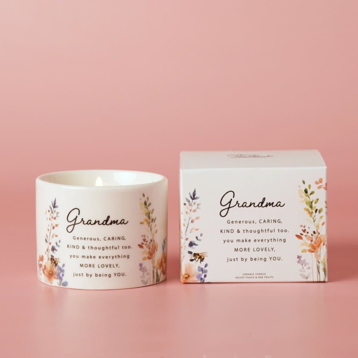Cottage Garden ceramic candle with a floral watercolour print