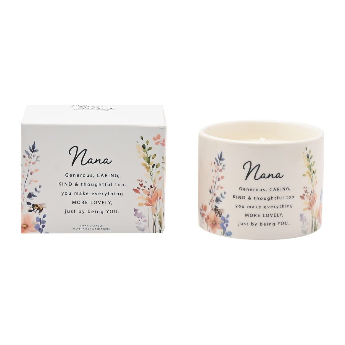 Cottage Garden ceramic candle with a floral watercolour print