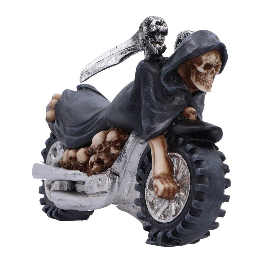 Grim Reaper motorbike figurine with skull details