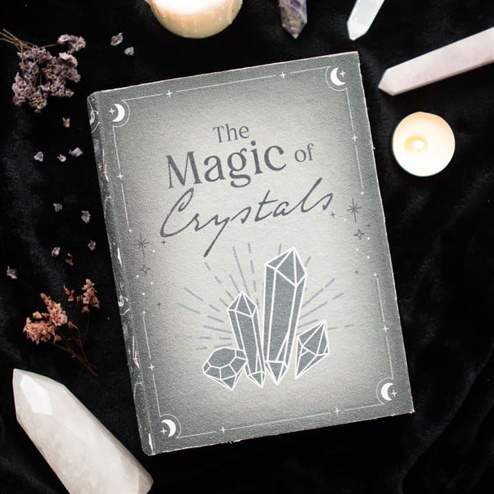 Book-style storage box with crystal, witch hat, potion and pentagram designs