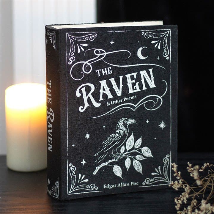 Gothic book shaped storage box inspired by Poe's The Raven