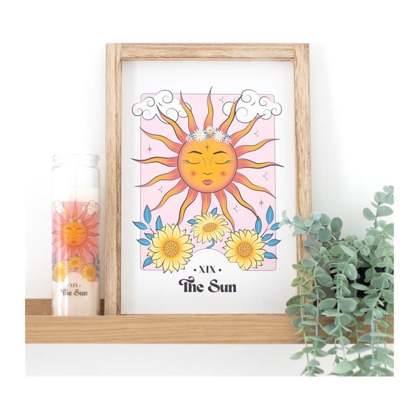 Framed colourful celestial wall print of The Sun