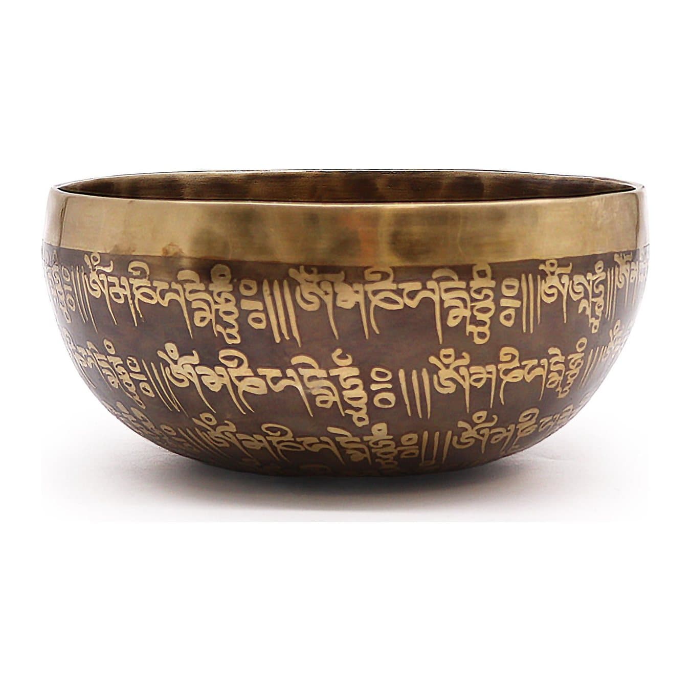 Engraved Tibetan singing bowl with a mantra, 16 cm