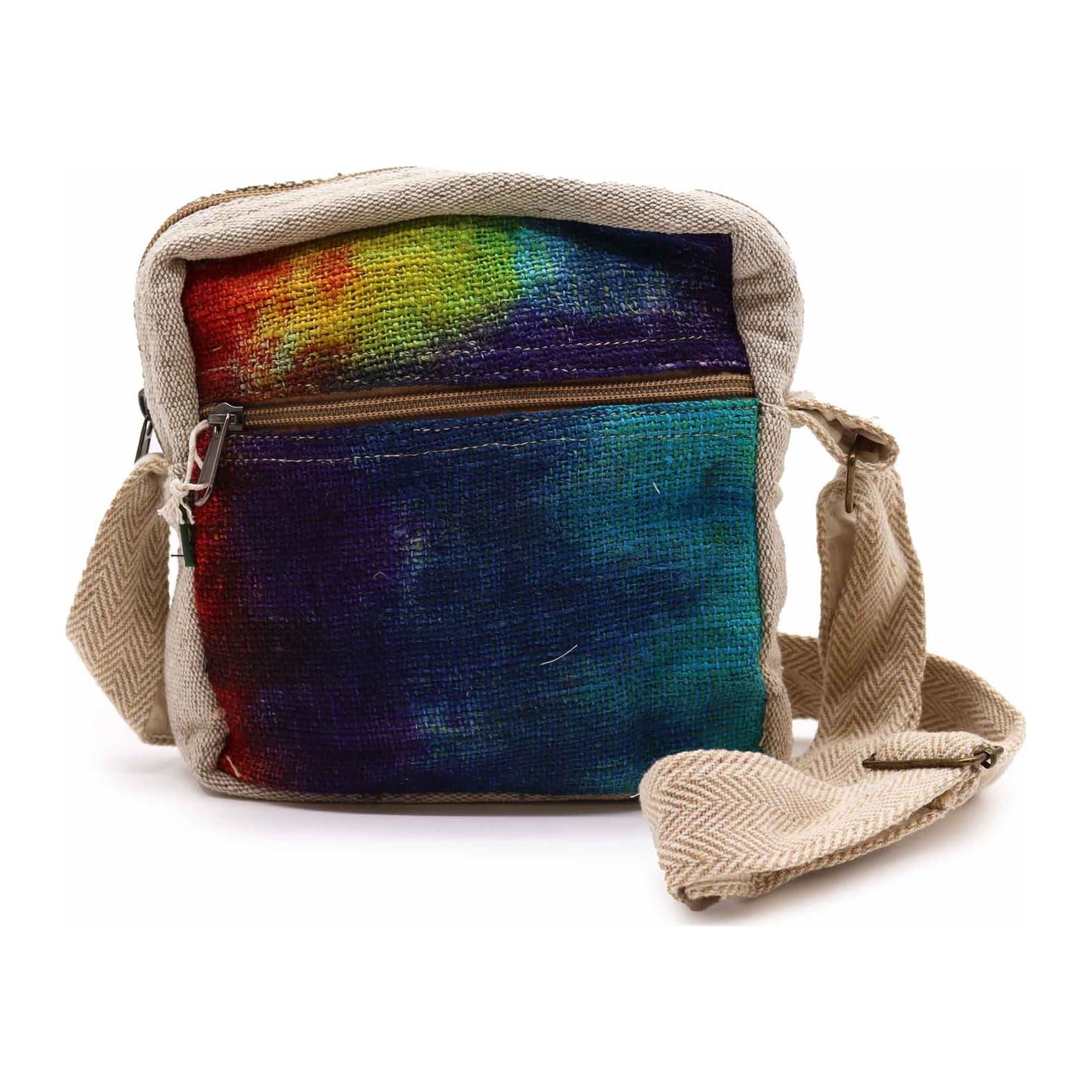 Tie-dye hemp messenger bag with one zip