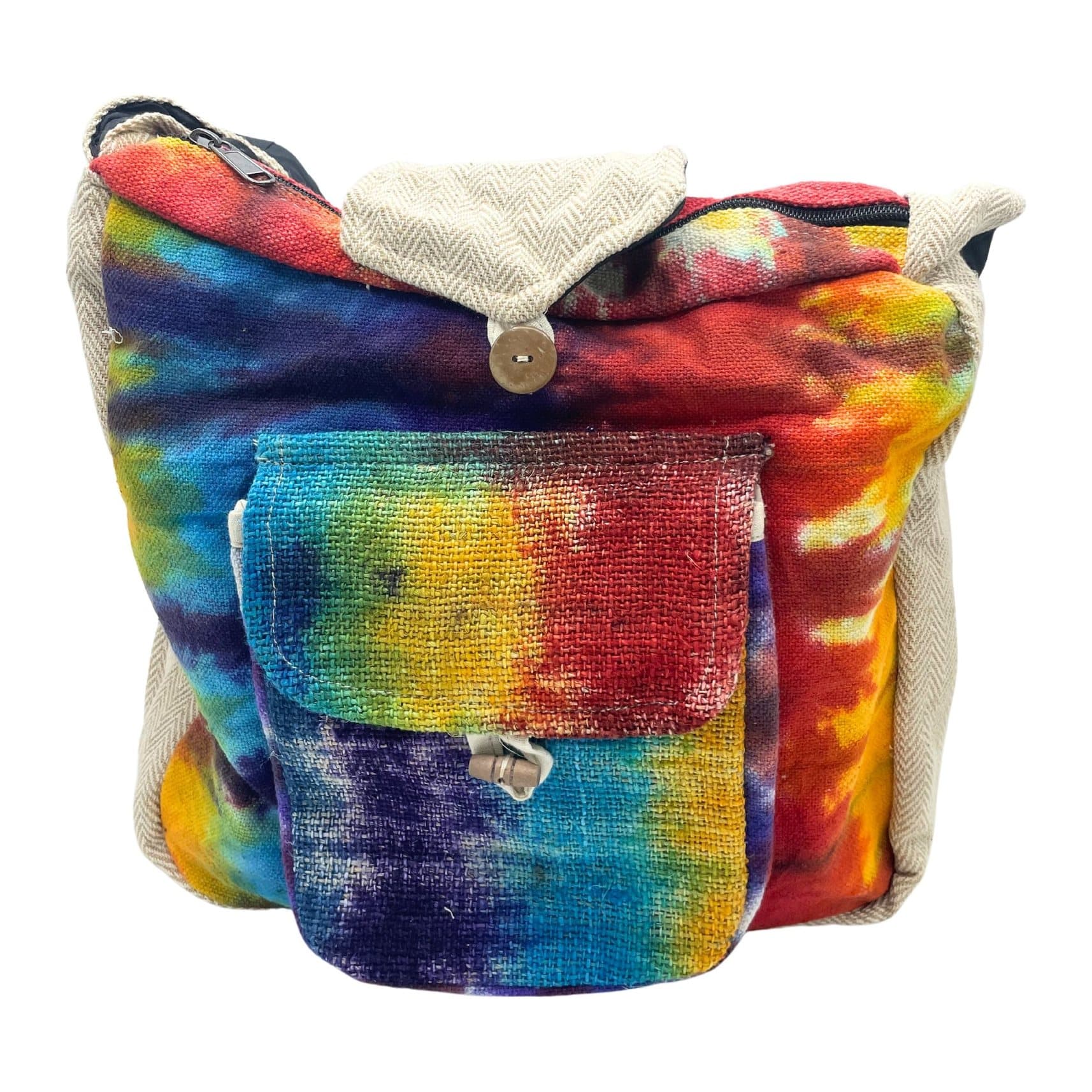 Tie-dye hemp study bag with front pocket