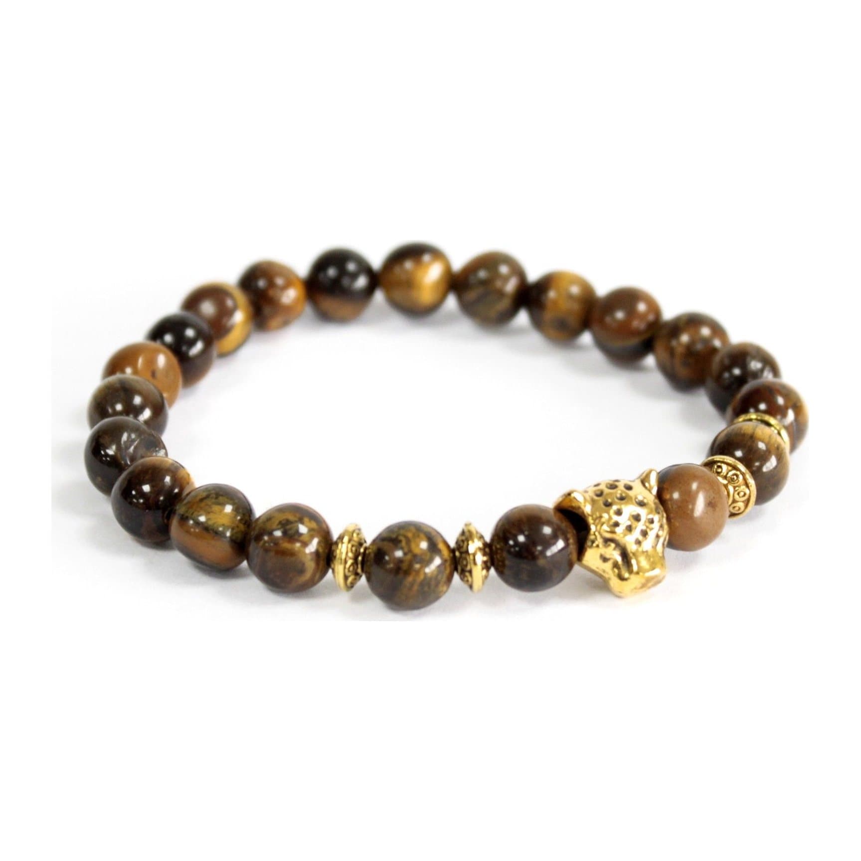 Tiger eye gemstone bracelet with gold and silver parts