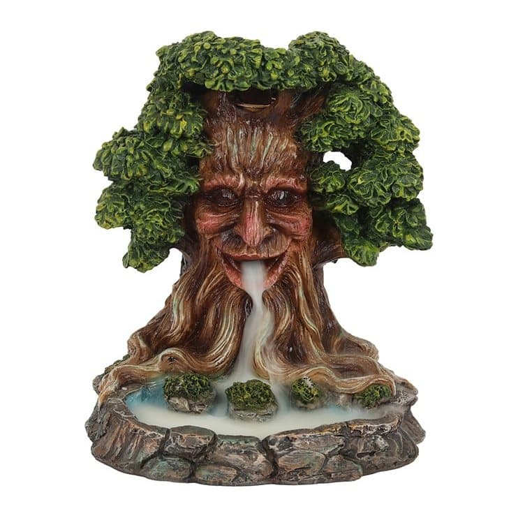 Tree Man backflow incense burner with a blue pond
