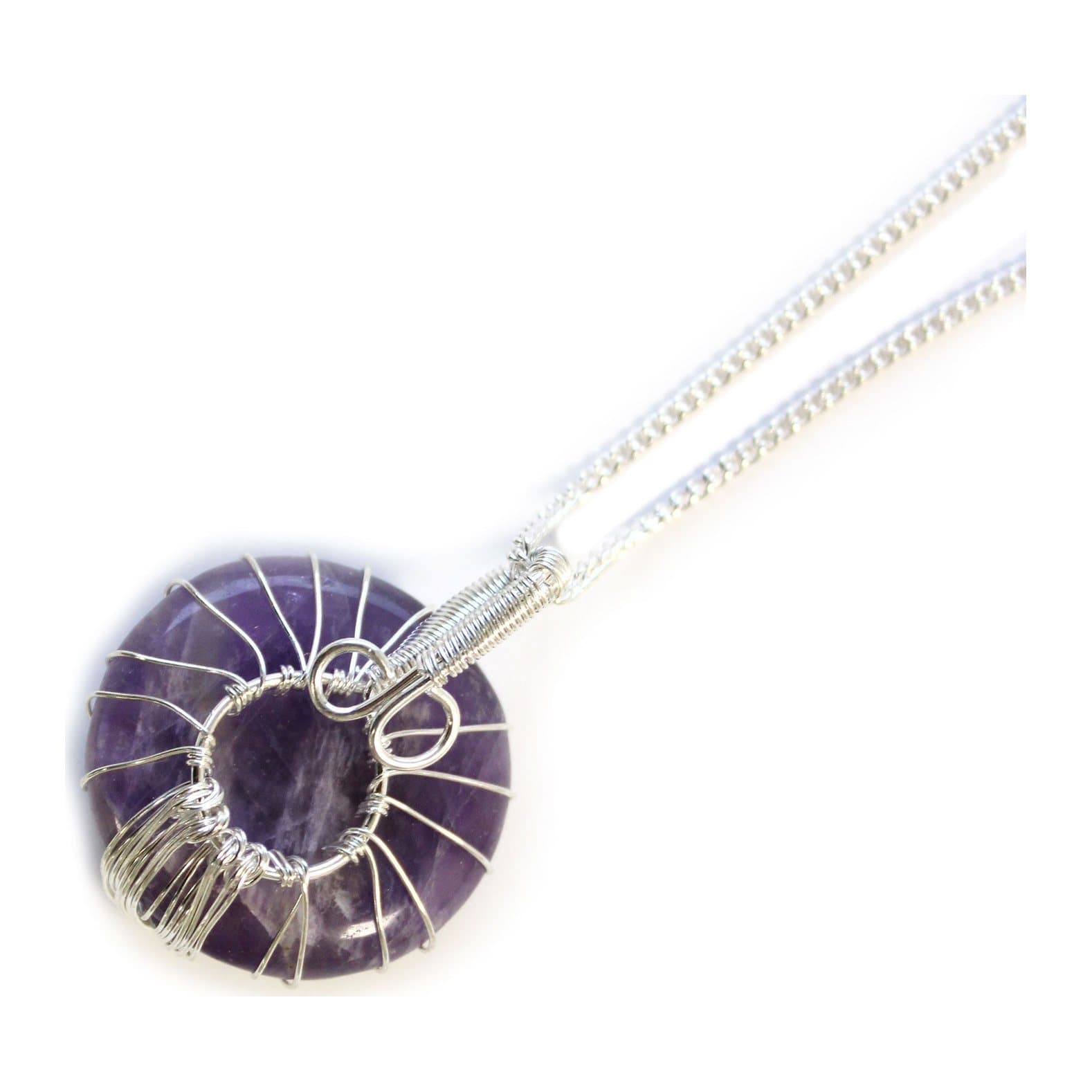 Tree of life necklace with amethyst gemstones on a chain