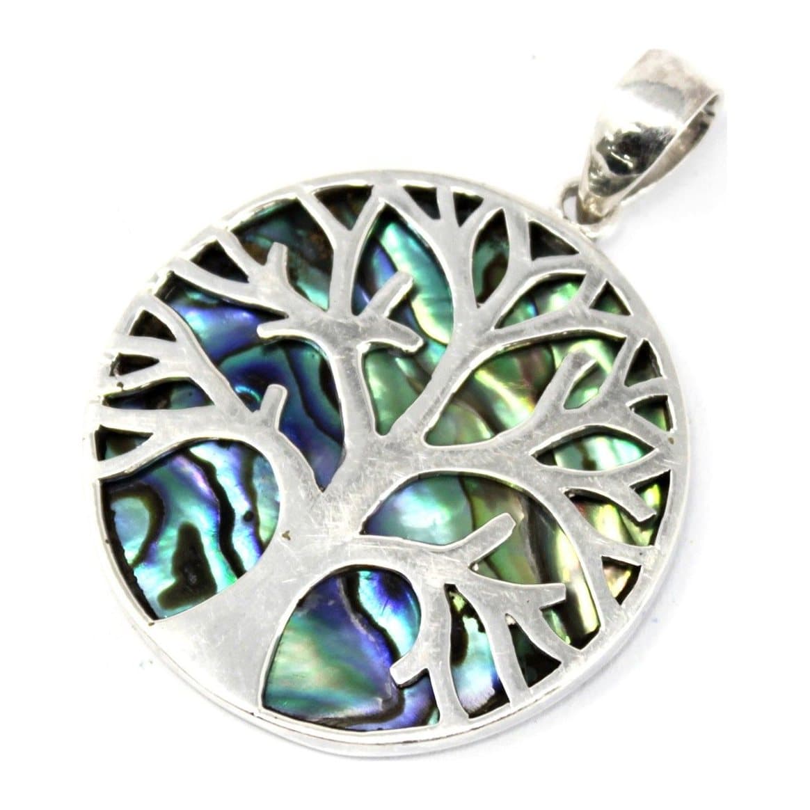 Silver Tree of Life pendant with abalone