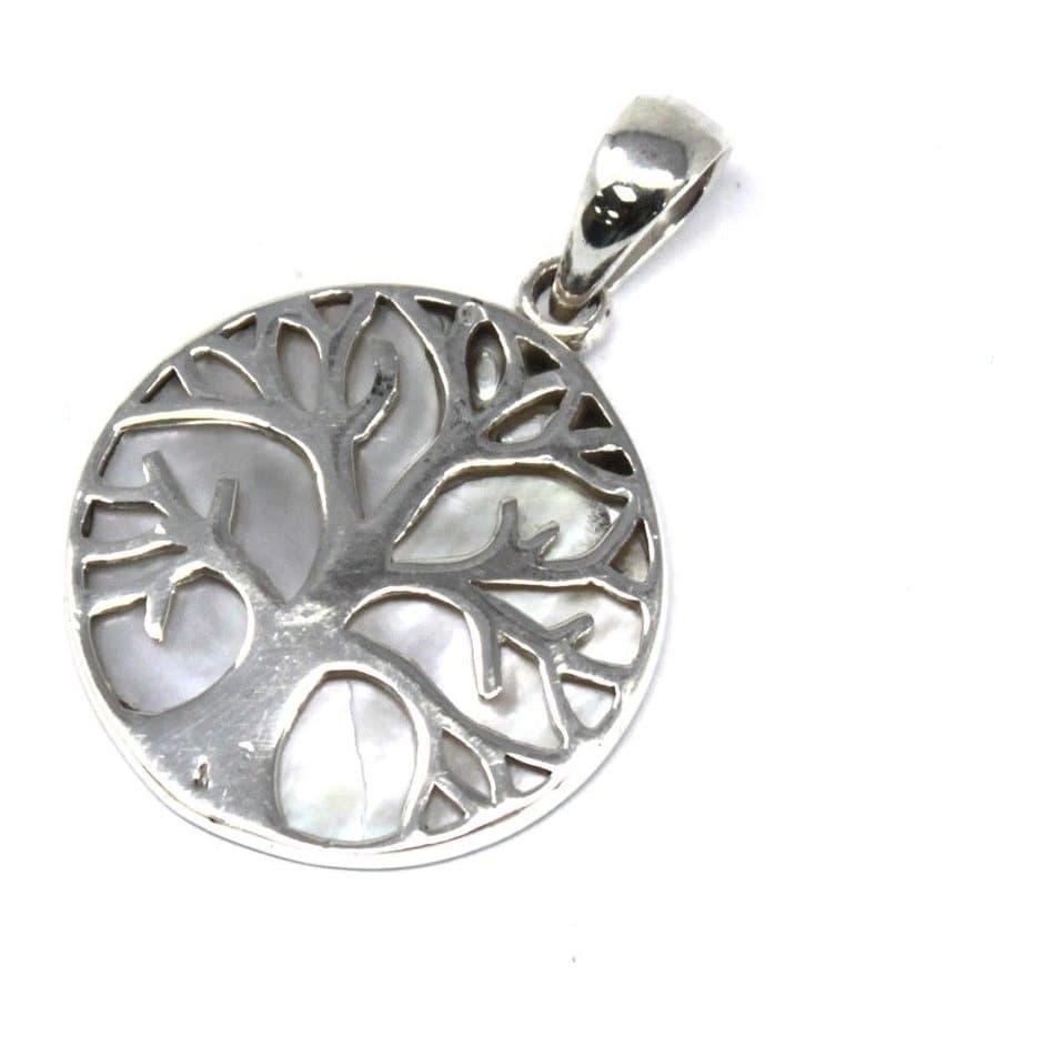 Silver Tree of Life pendant with mother of pearl