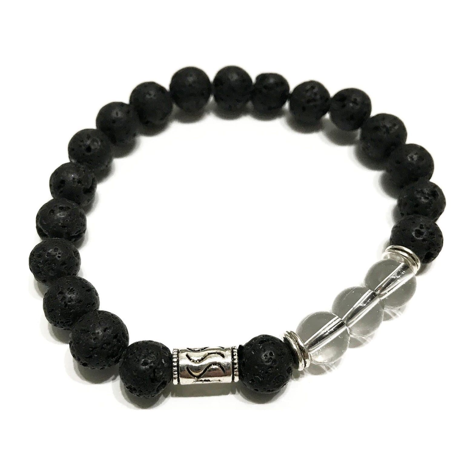 Tribal Rock Quartz lava stone bracelet of dark, porous beads