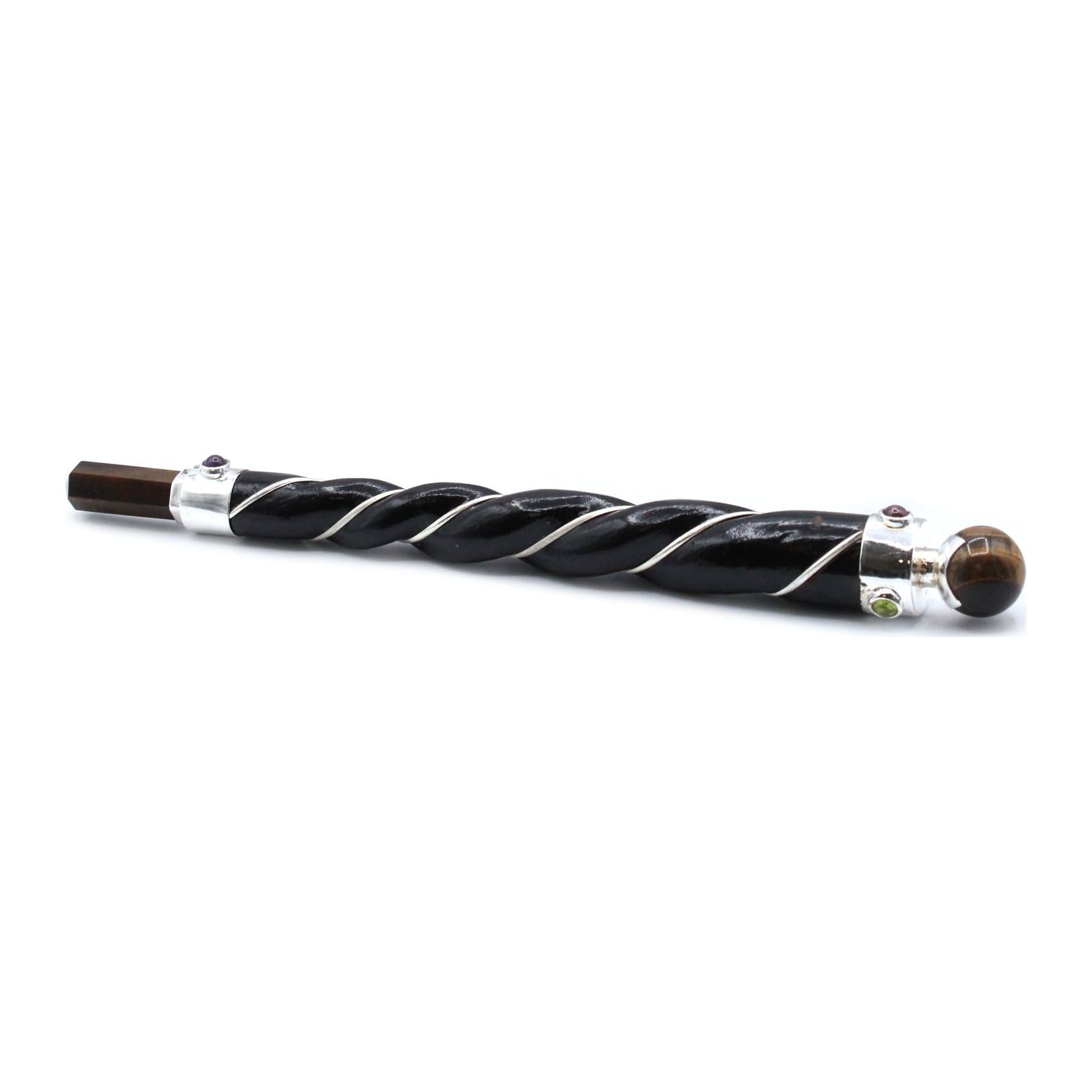 Twisted wand with a copper tiger eye star design