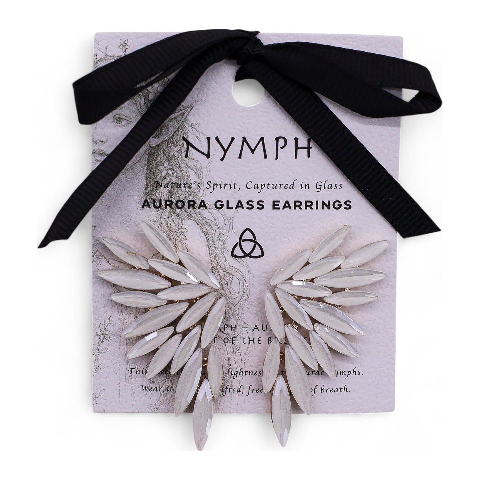Angel wings earrings in stainless steel with glass details
