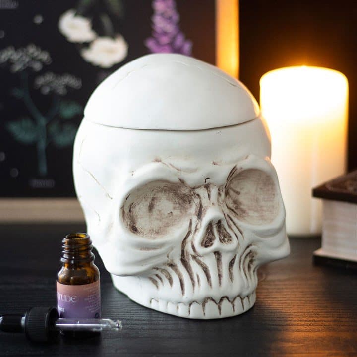 Ceramic weathered skull oil burner and wax warmer