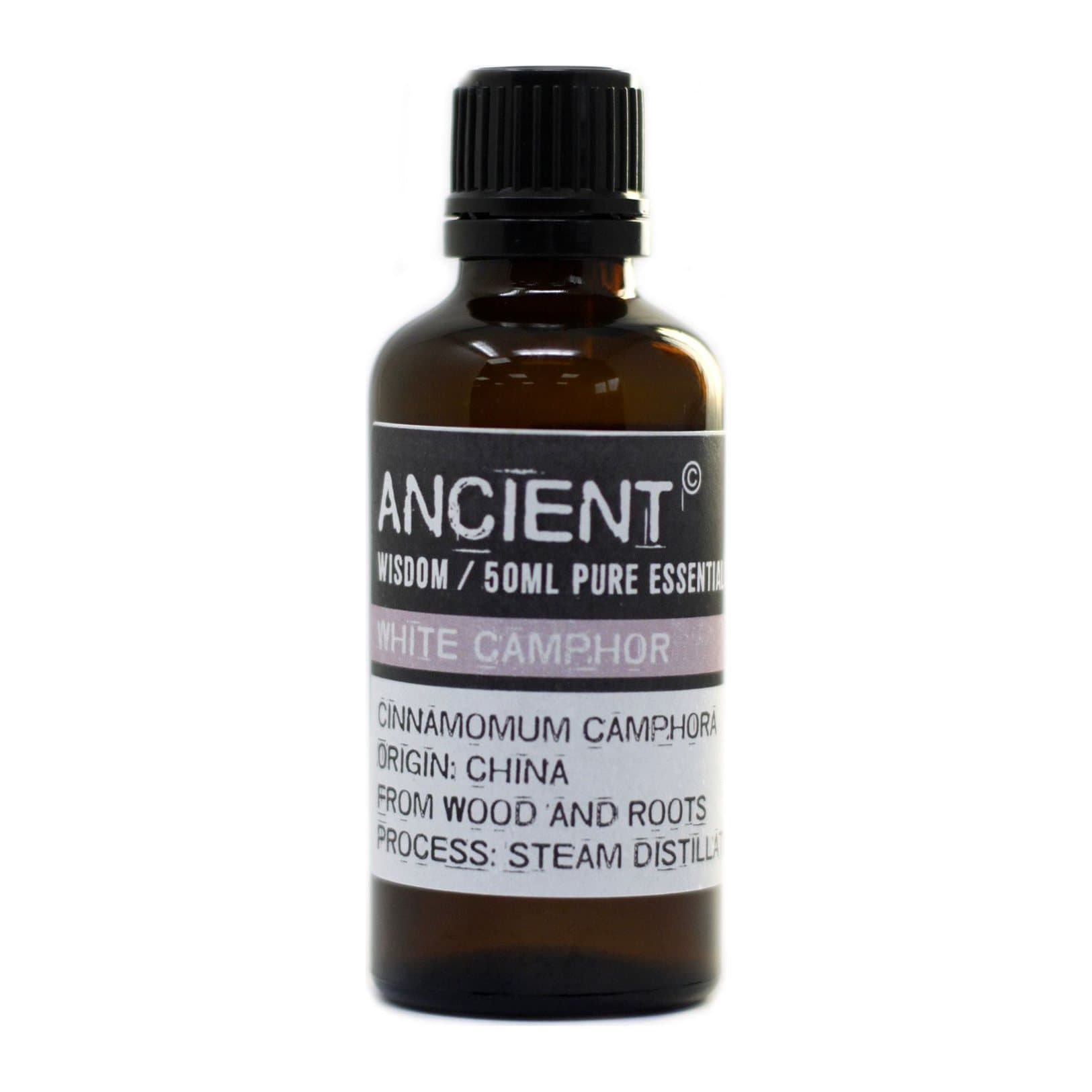 A 50 ml bottle of white camphor essential oil