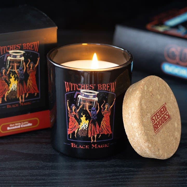Oat milk latte candle showing a coven of caffeine lovers mid-ritual