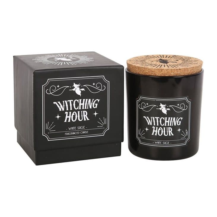 Witching Hour white sage scented candle in glass