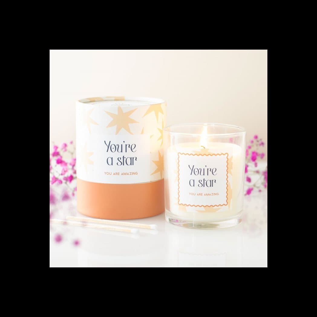 You're a Star salted caramel candle in a colour cardboard box