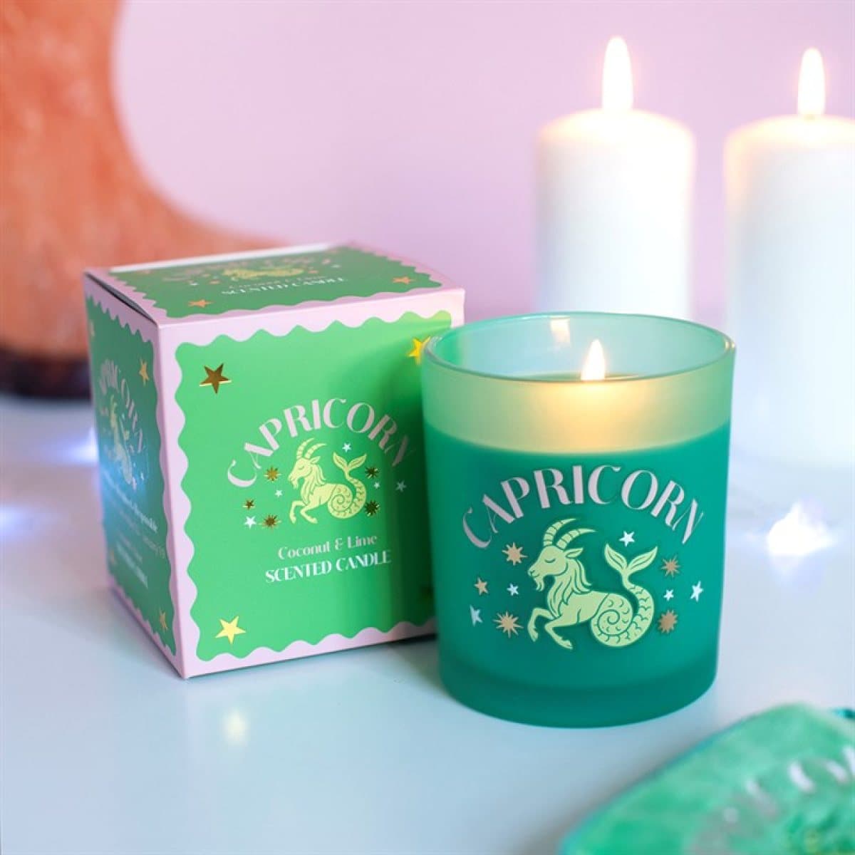Capricorn zodiac candle in coconut and lime scent